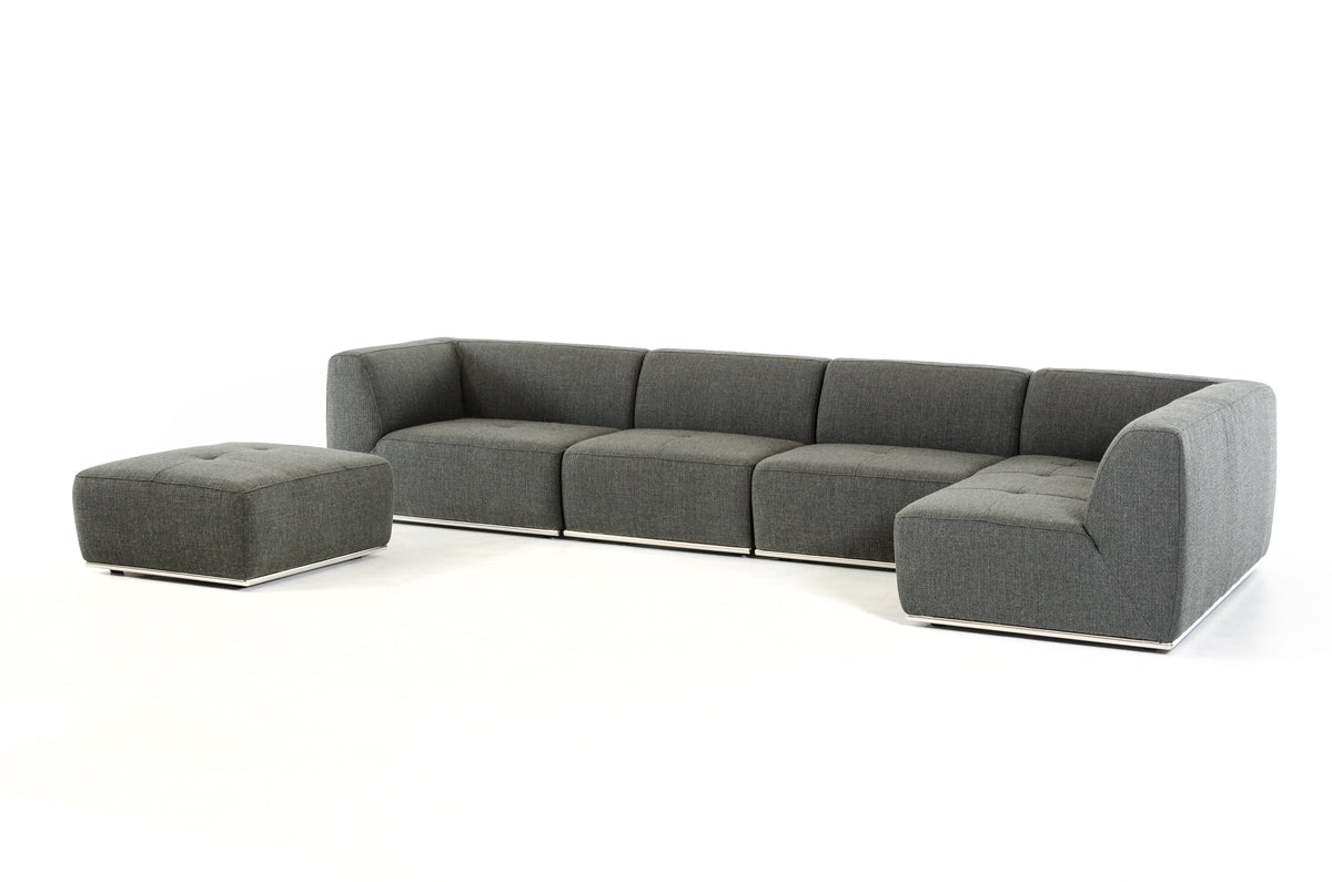 Gray Modular L Shaped 5 Piece Sectional