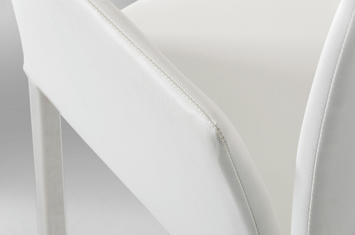 White & Silver Faux Leather Dining Chair