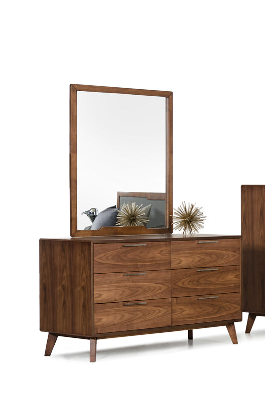 Brown Wood Framed Mounted Dresser Mirror