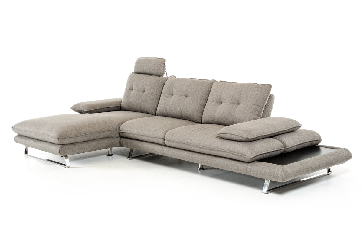 Grey Foam Steel Wood And Veneer Sectional