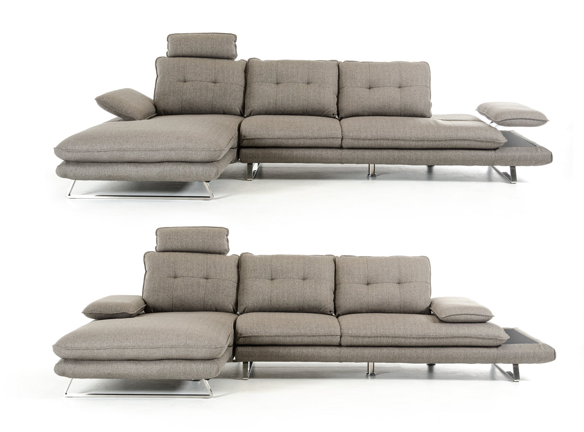 Grey Foam Steel Wood And Veneer Sectional