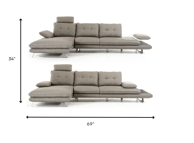 Grey Foam Steel Wood And Veneer Sectional