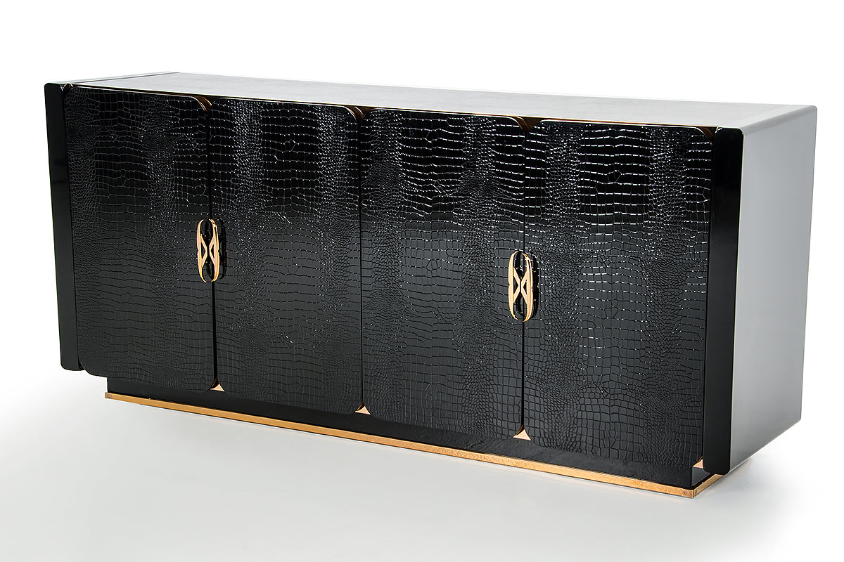 Black Crocodile & Rosegold Sideboard