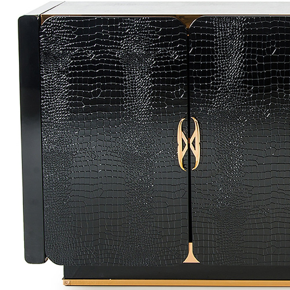 Black Crocodile & Rosegold Sideboard
