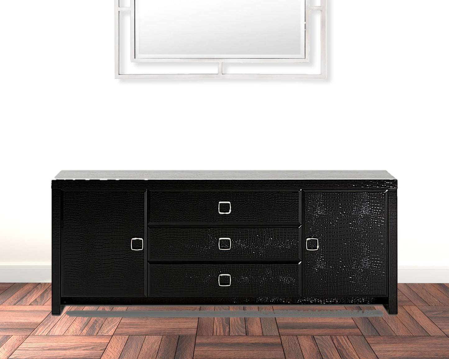 Gray and Ivory Solid Wood 5-Drawer Gentlemans Chest
