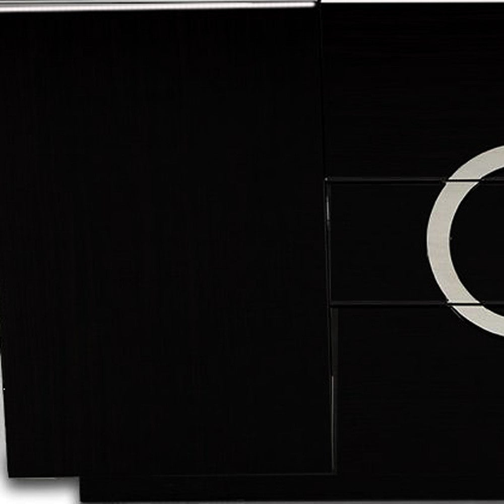 Black Lacquer Sideboard w/ 2 Doors & 3 Drawers