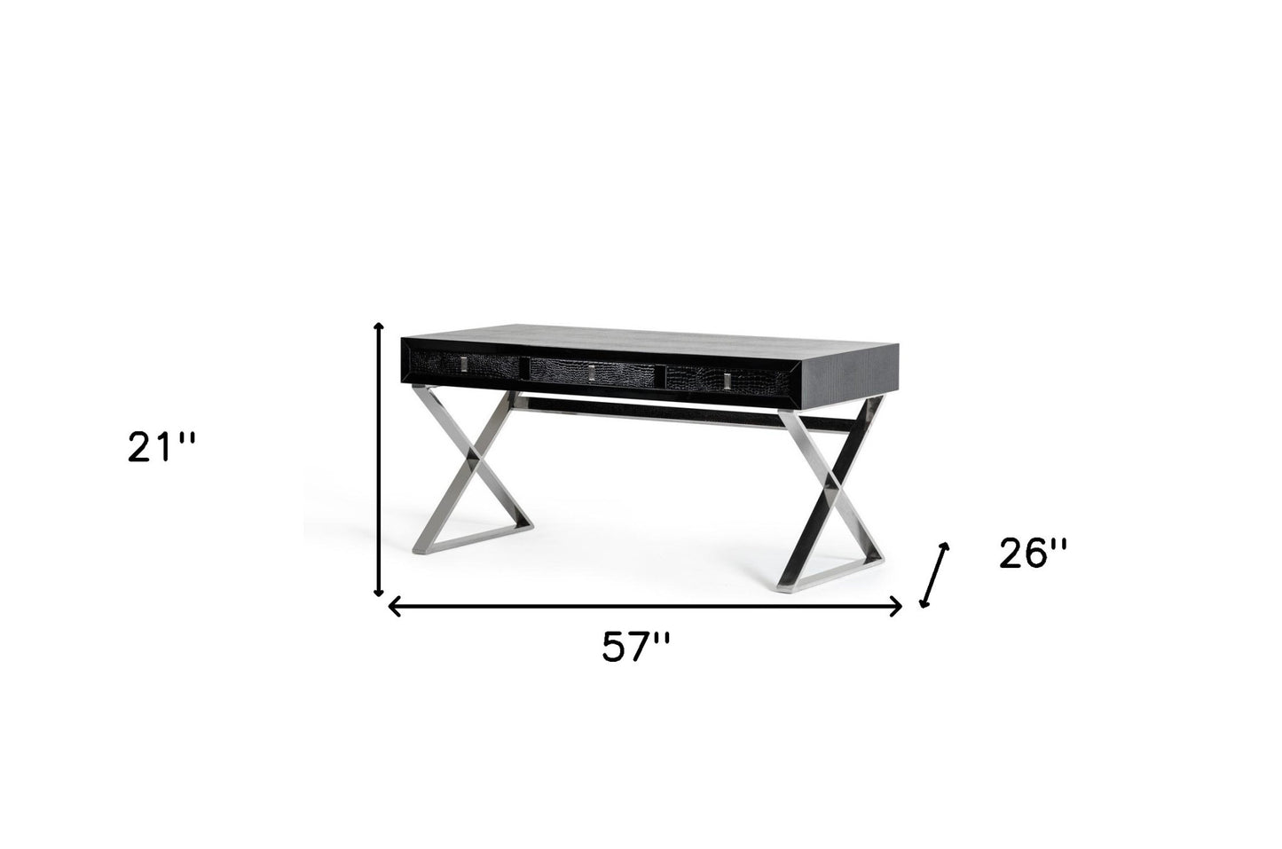 Black & Silver Stainless Steel Coffee Table w/ 3 Drawers