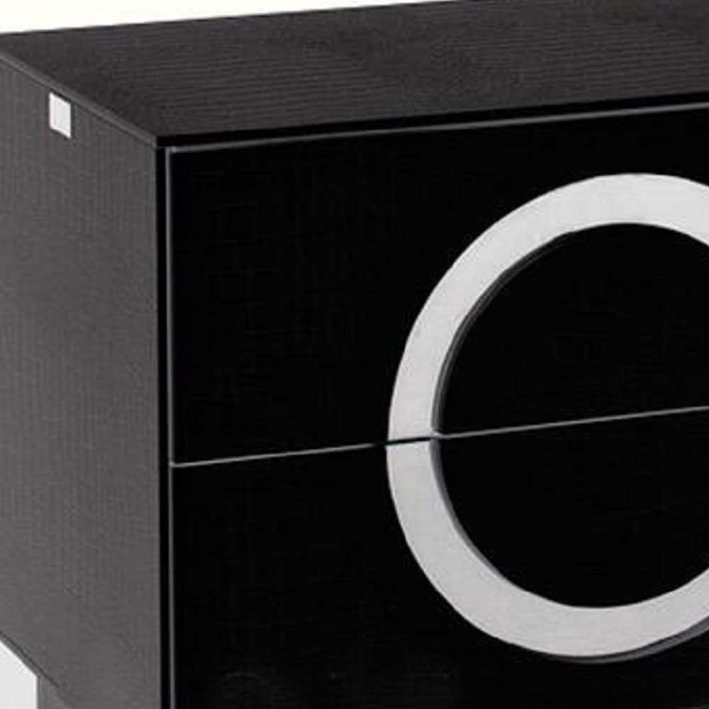Black Lacquer Faux Crocodile Nightstand