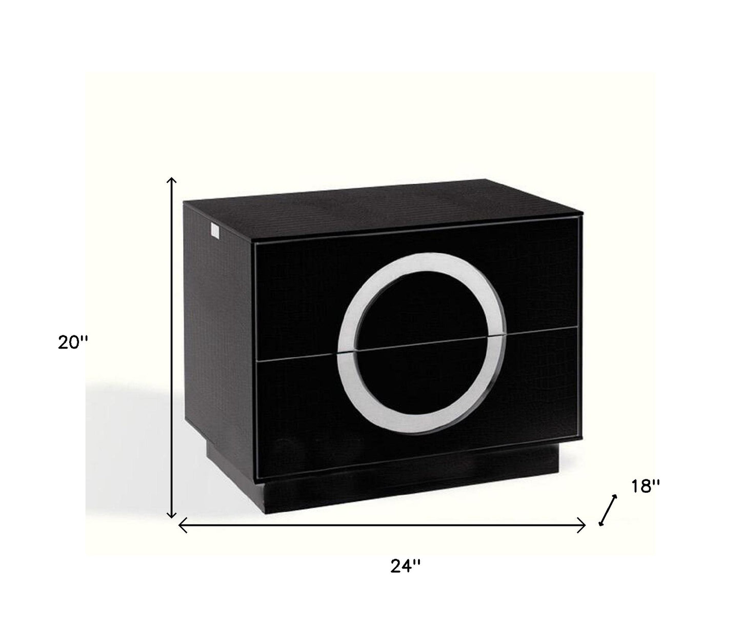 Black Lacquer Faux Crocodile Nightstand