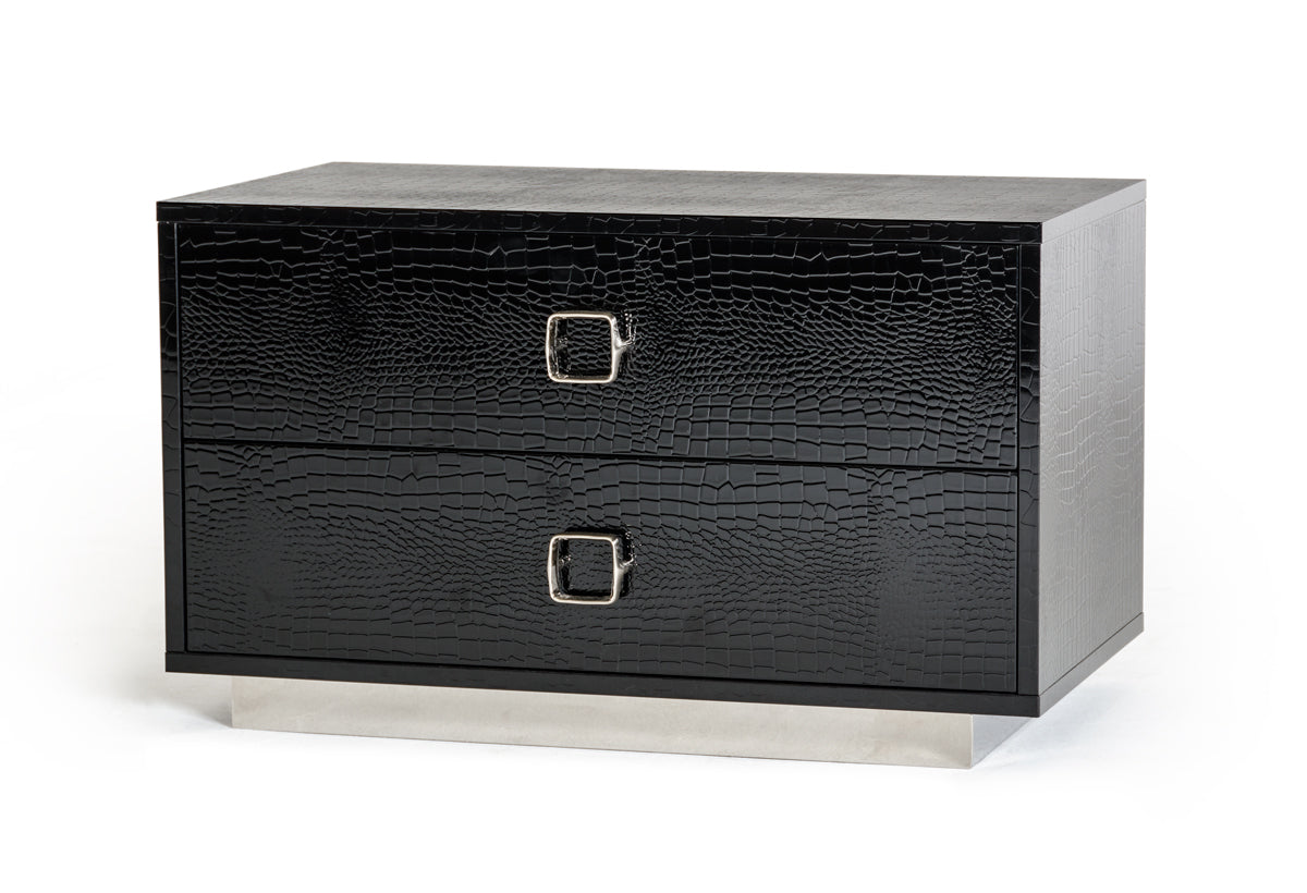 Black Solid Wood Nightstand
