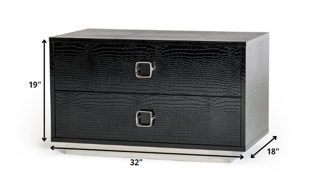 Black Solid Wood Nightstand
