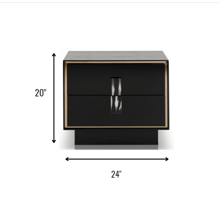 Black & Steel Nightstand w/ 2 Drawers