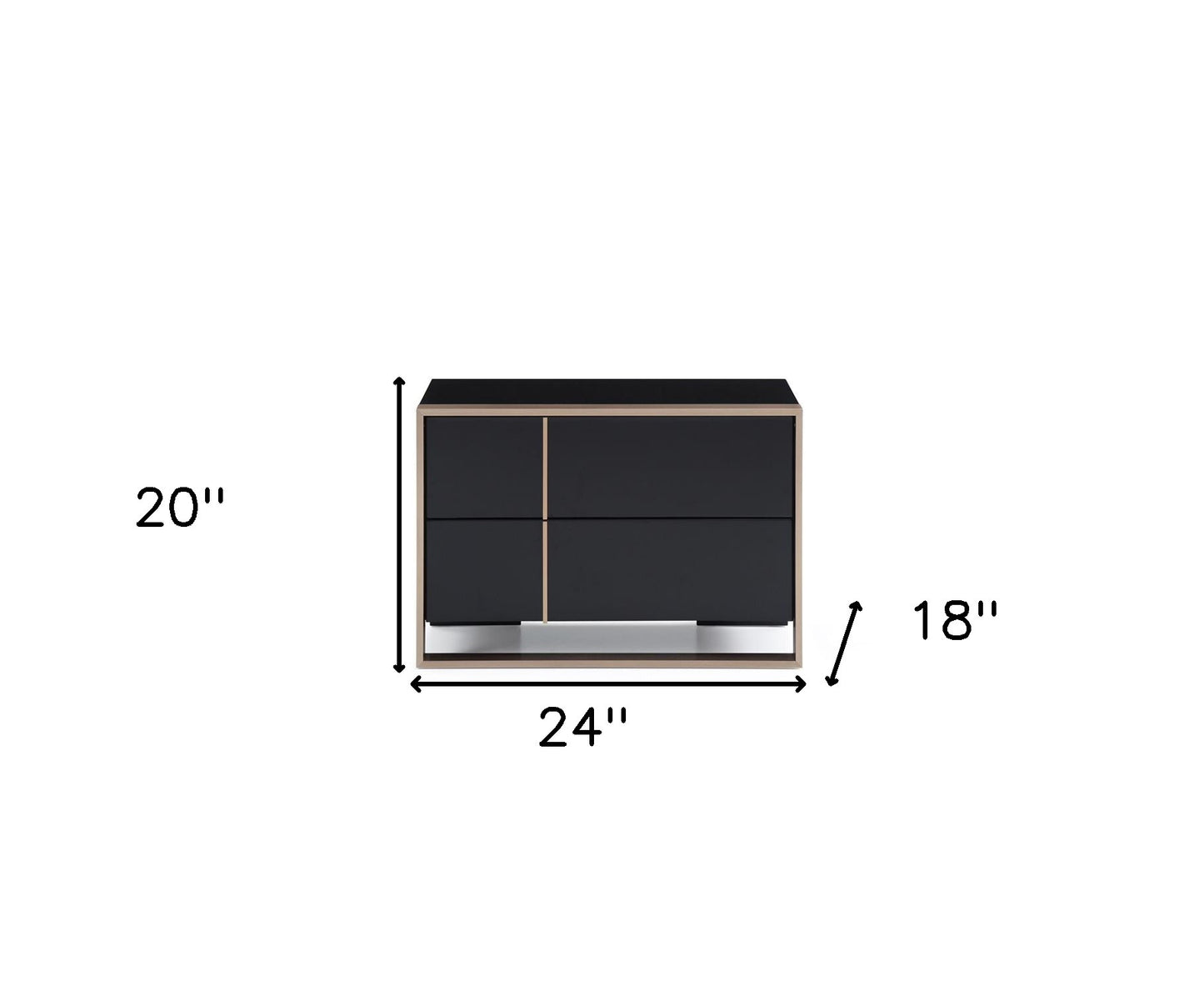 Ebony 2 Drawer Nightstand