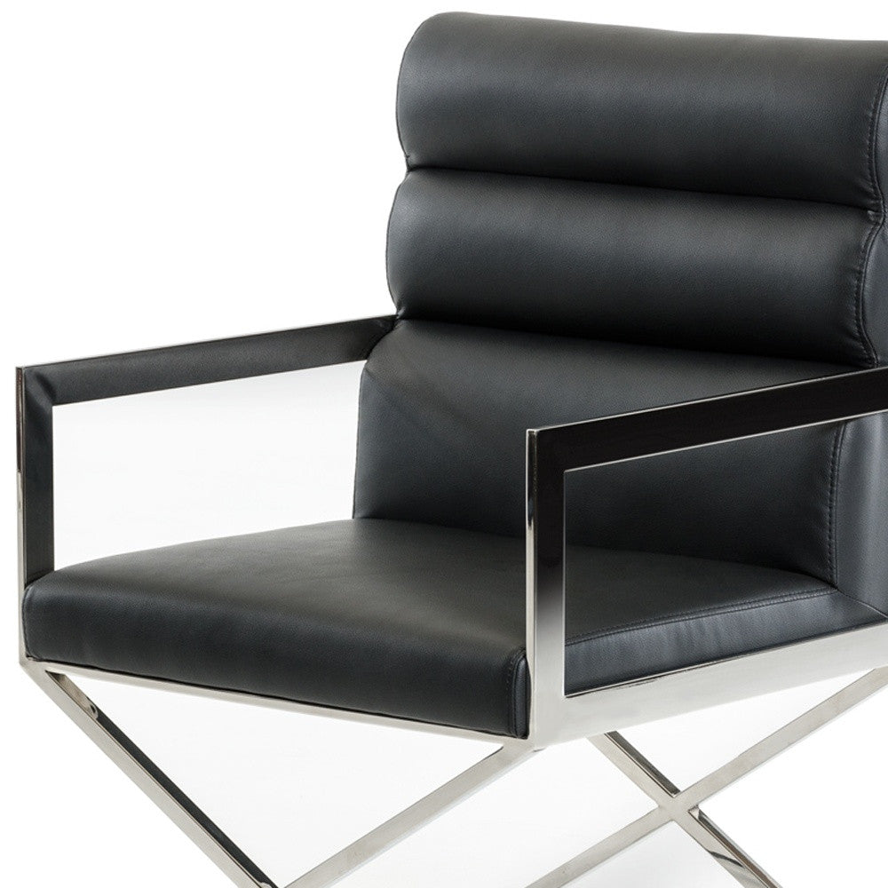 Black & Silver Faux Leather Dining Chair