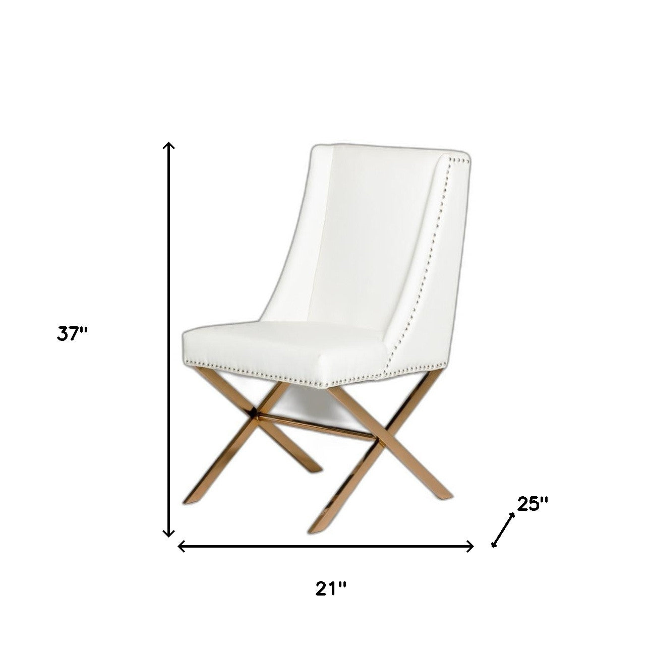 White & Gold Faux Leather Dining Chair