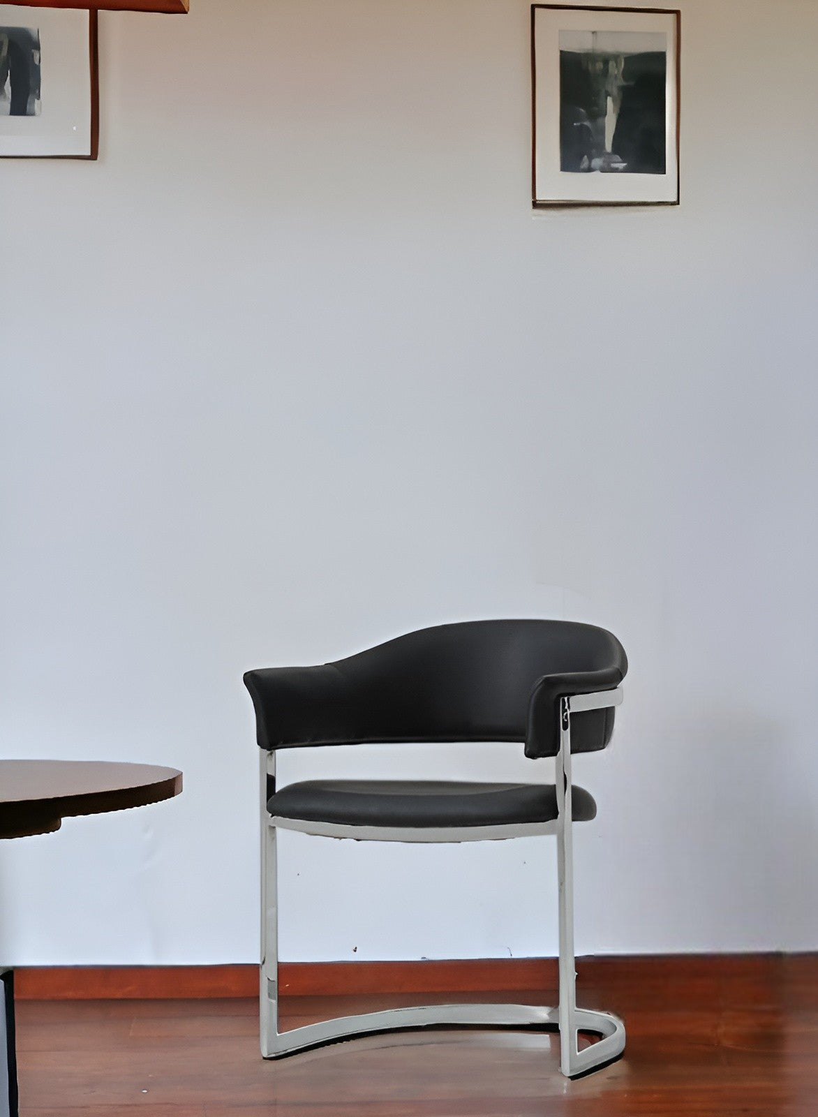 Black & Silver Faux Leather Dining Chair