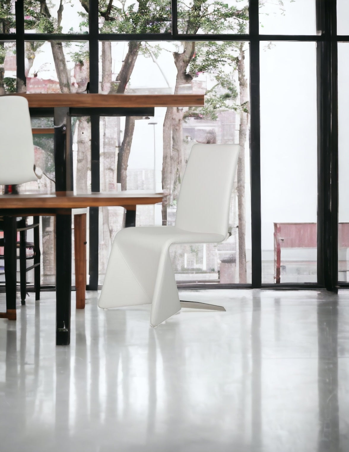 White Faux Leather Dining Chair - Set of 2
