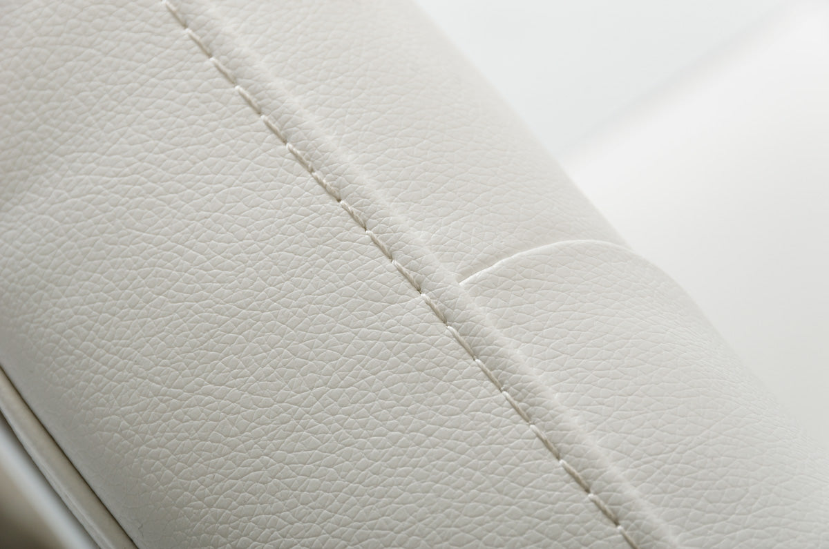 Tufted White & Silver Faux Leather Dining Chair