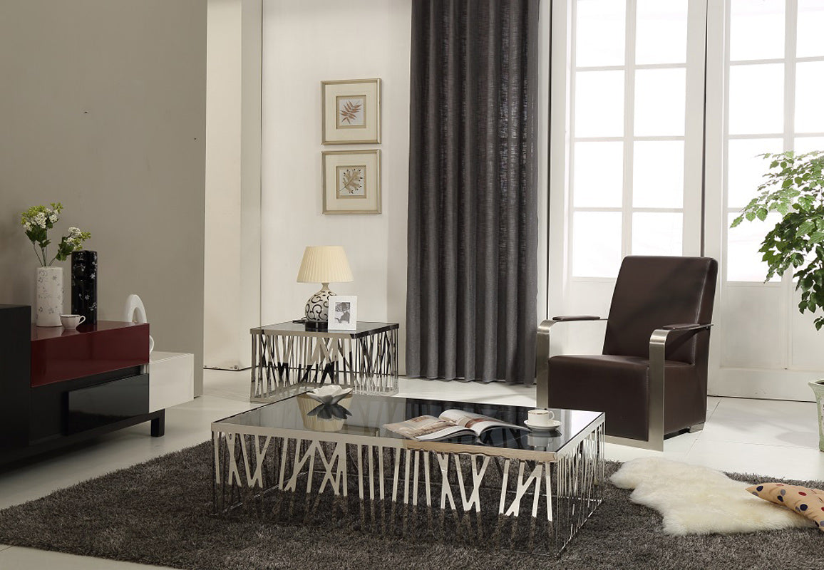 Glass & Stainless Steel Coffee Table