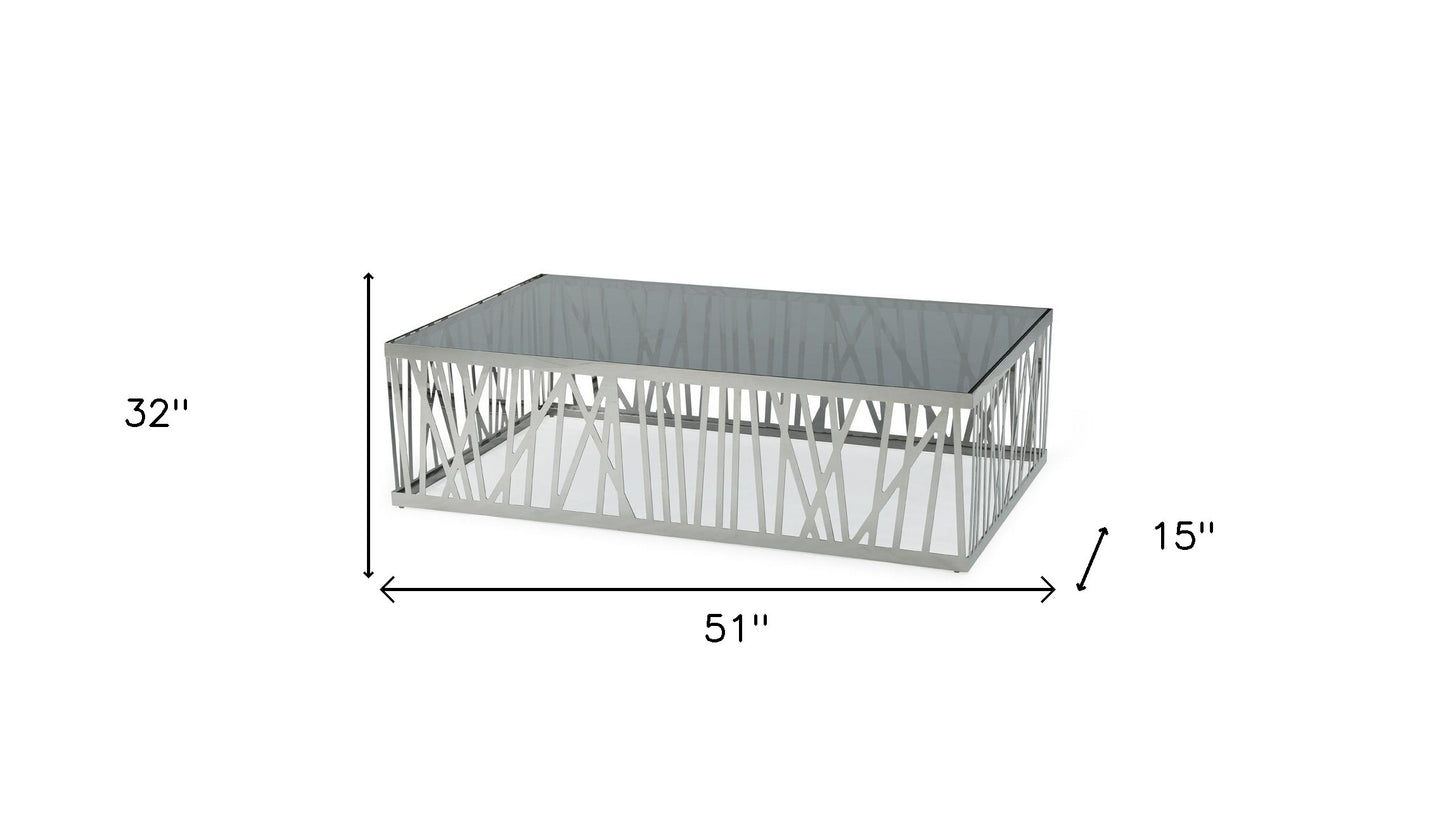 Glass & Stainless Steel Coffee Table
