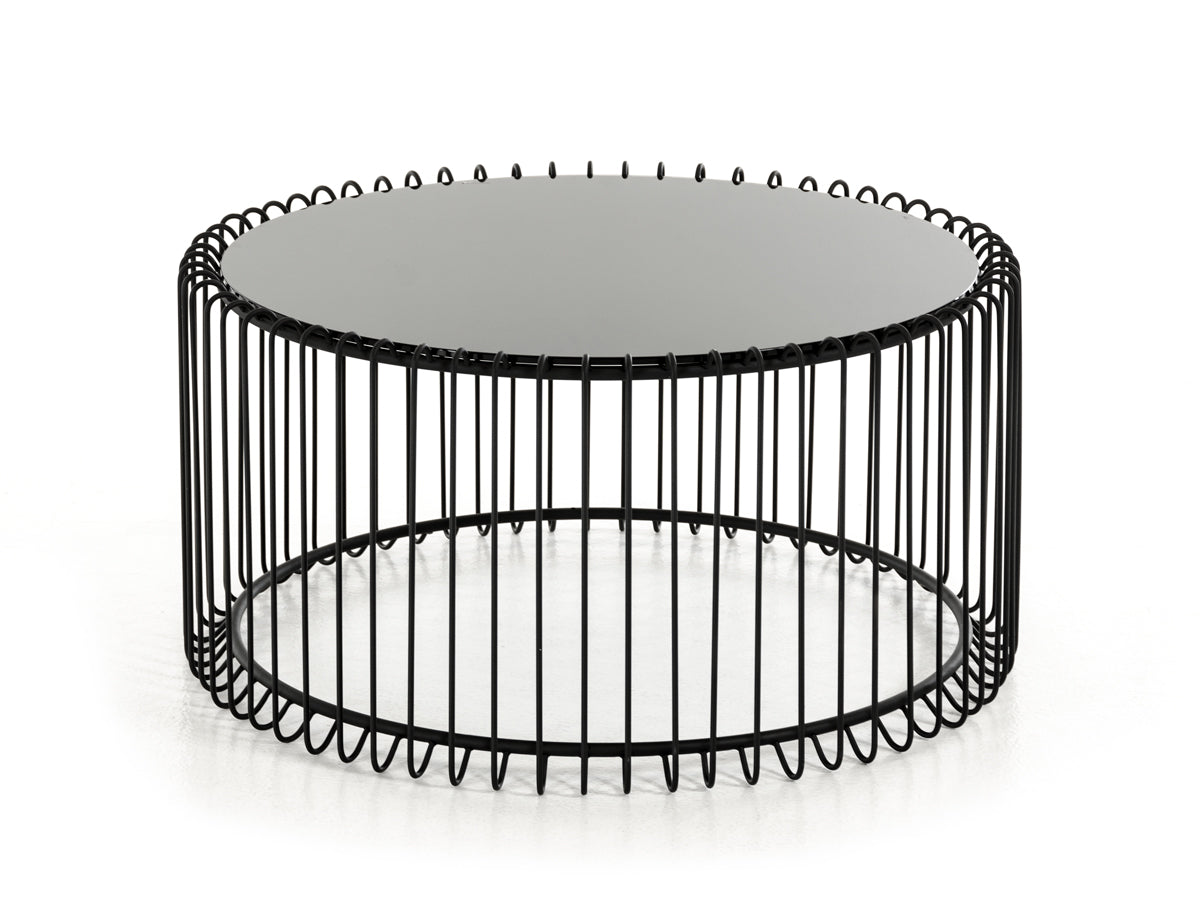 Black Metal & Glass Round Coffee Table