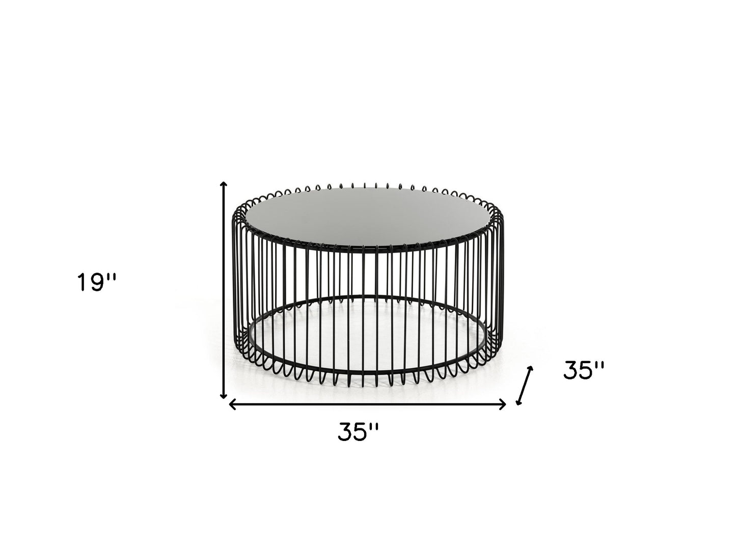Black Metal & Glass Round Coffee Table