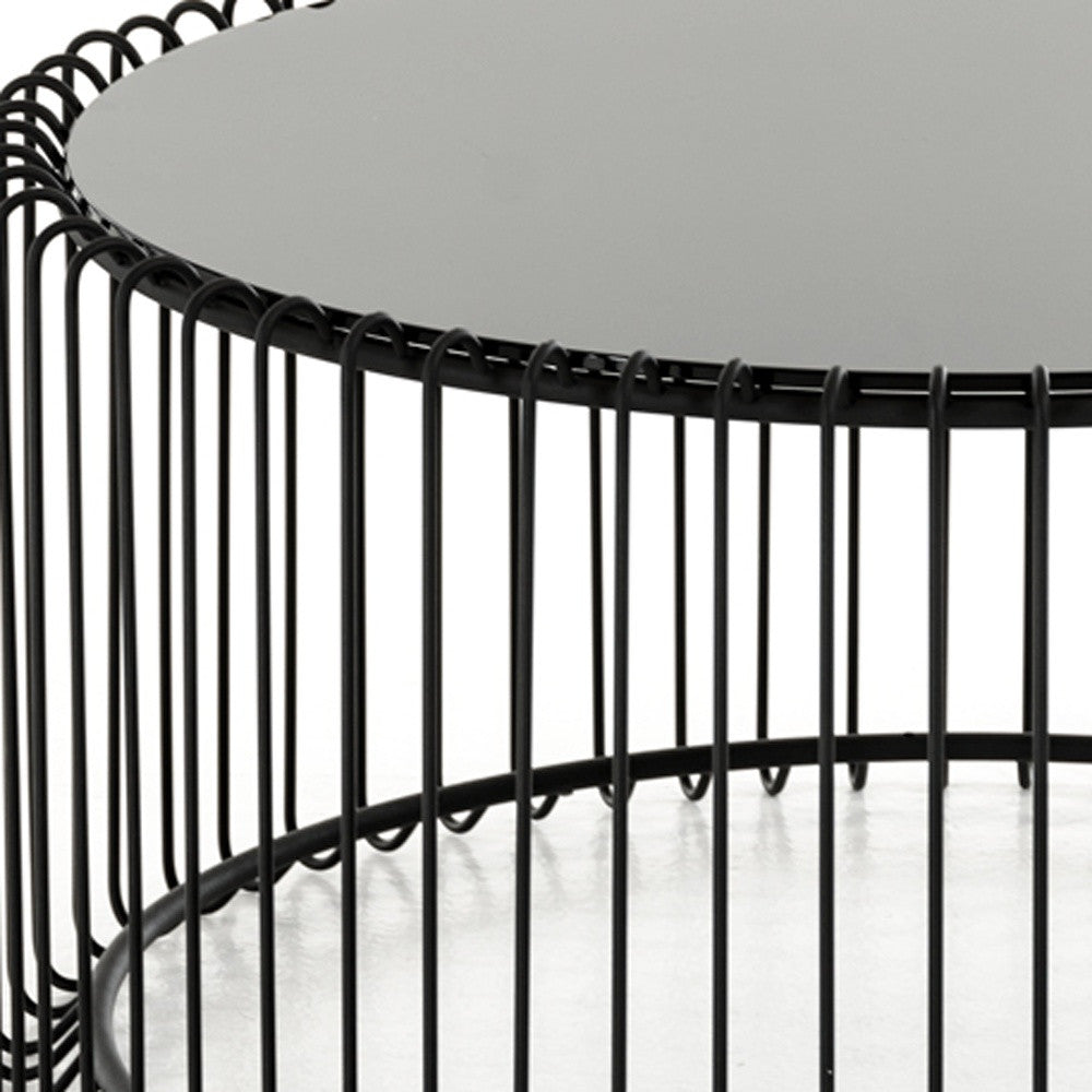 Black Metal & Glass Round Coffee Table