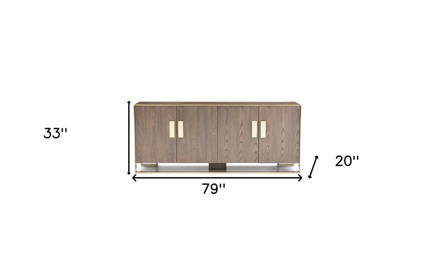 Veneer & Antique Brass Sideboard
