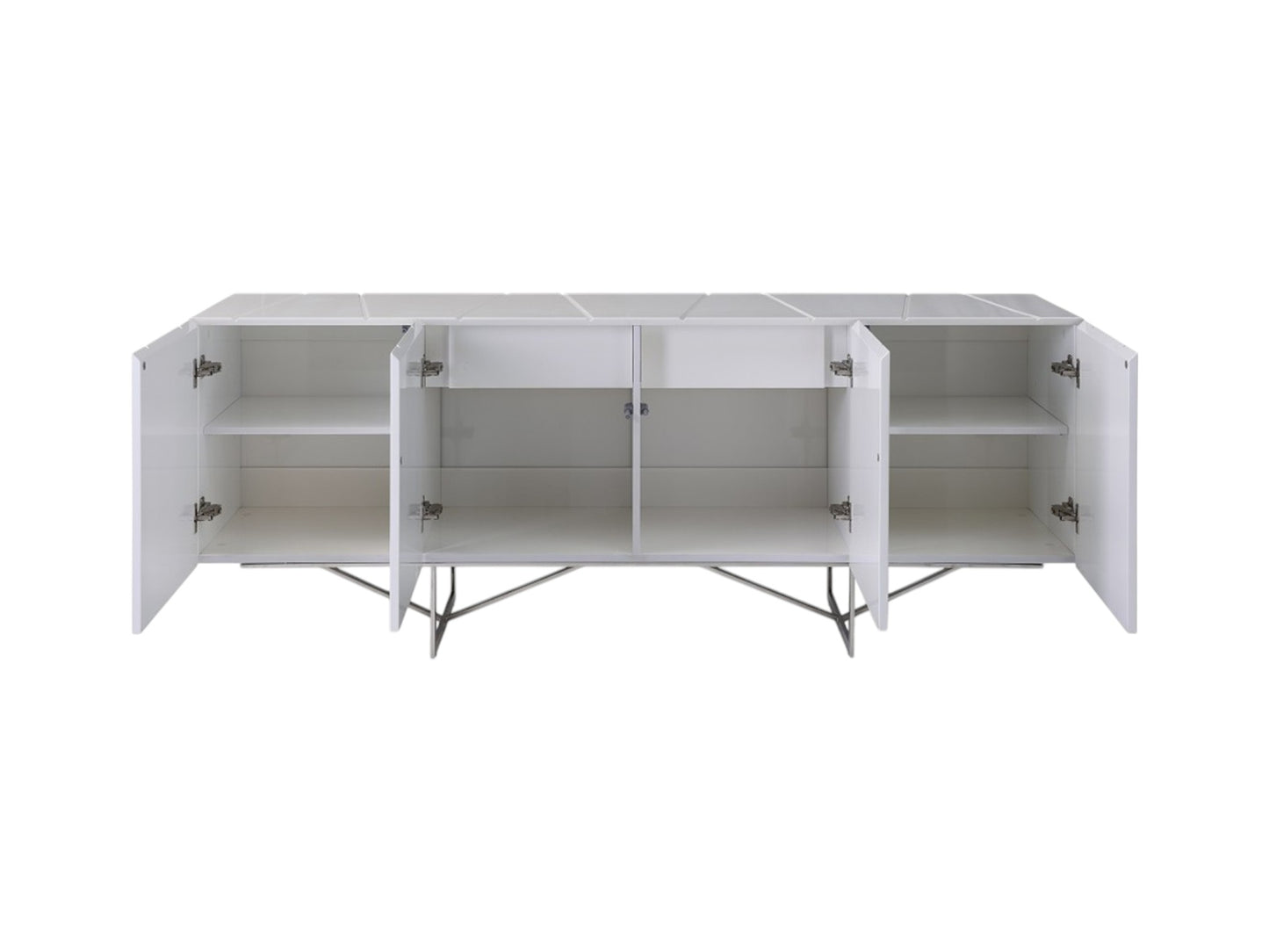 White Solid Wood 2 Drawer Sideboard Table w/ 4 Doors
