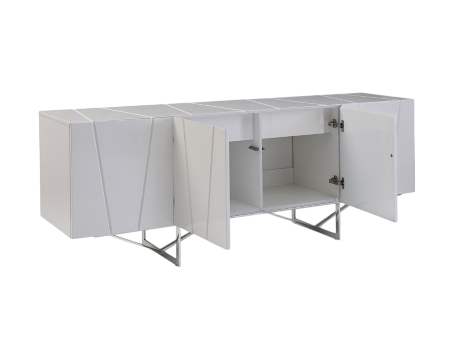 White Solid Wood 2 Drawer Sideboard Table w/ 4 Doors