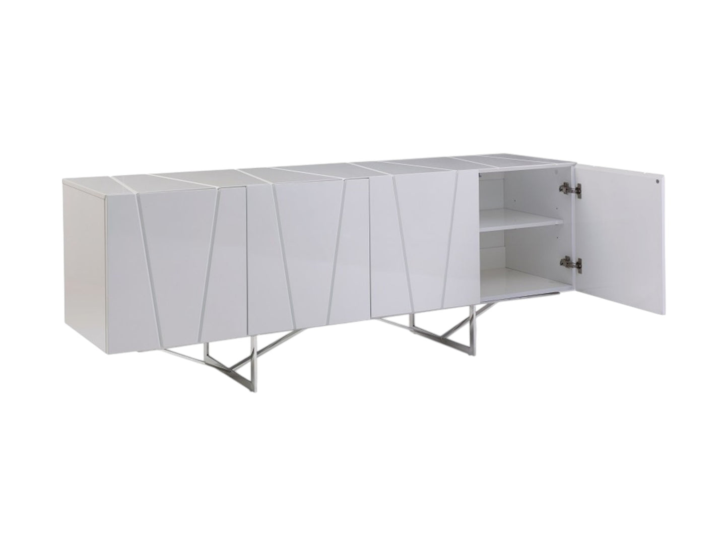 White Solid Wood 2 Drawer Sideboard Table w/ 4 Doors