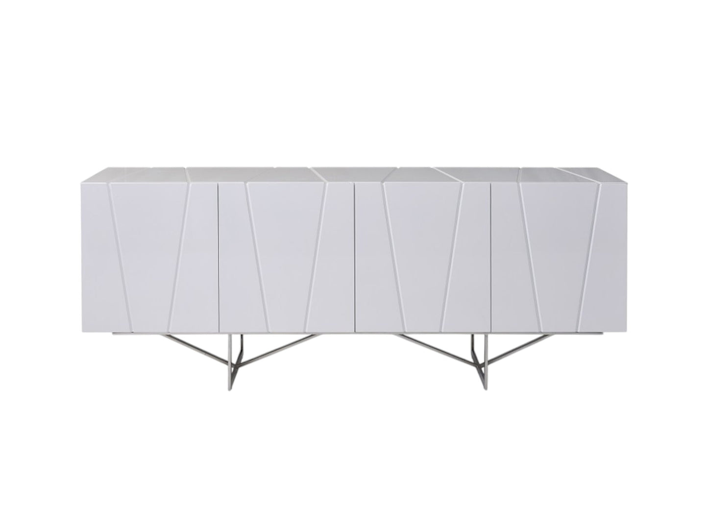 White Solid Wood 2 Drawer Sideboard Table w/ 4 Doors