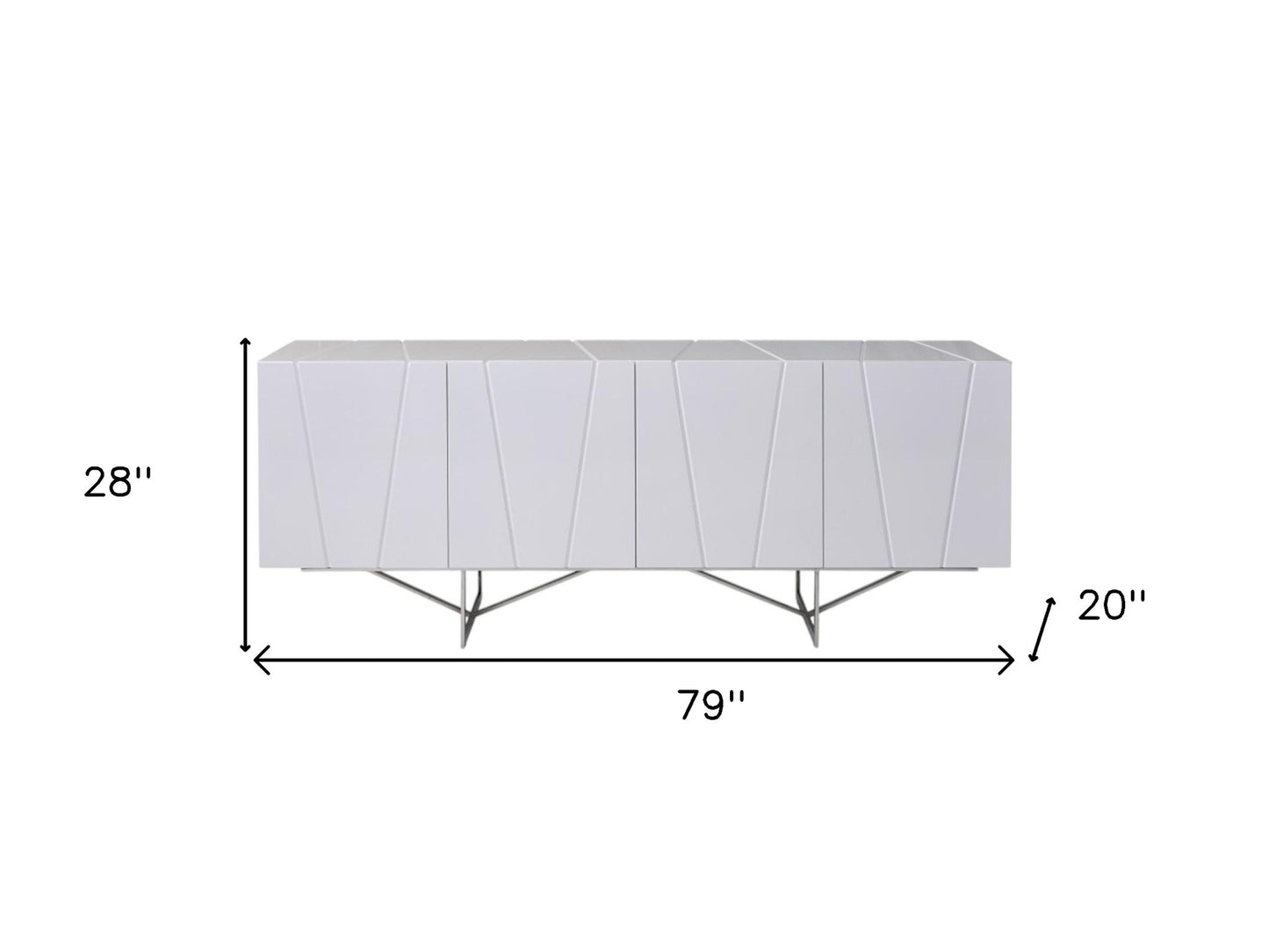 White Solid Wood 2 Drawer Sideboard Table w/ 4 Doors