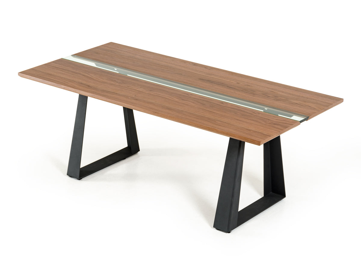 Walnut Veneer Glass And Metal