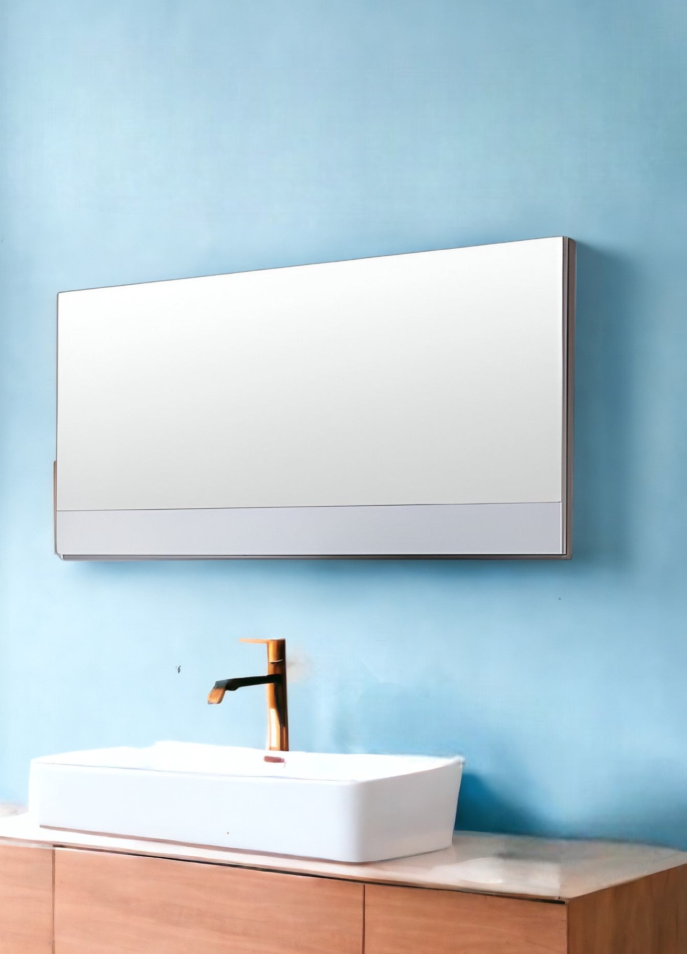 White Wood Framed Bathroom Vanity Mirror