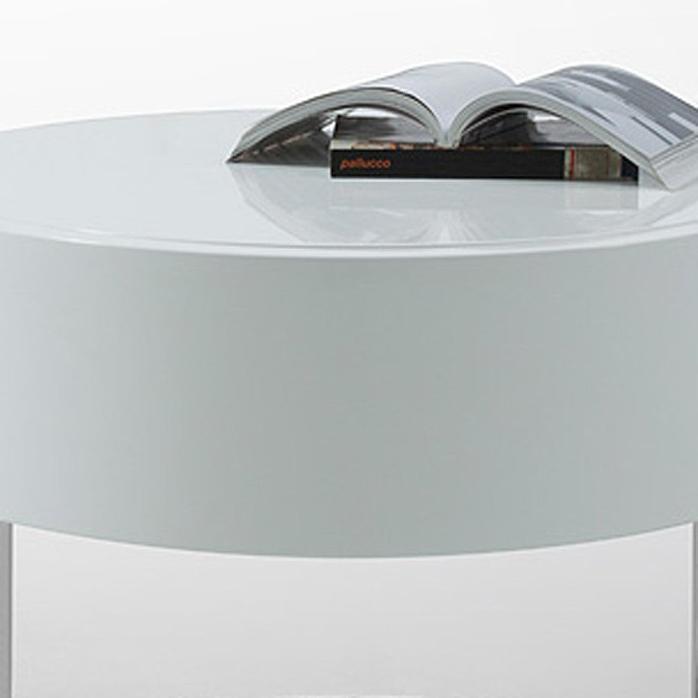 White Lacquer Round Nightstand
