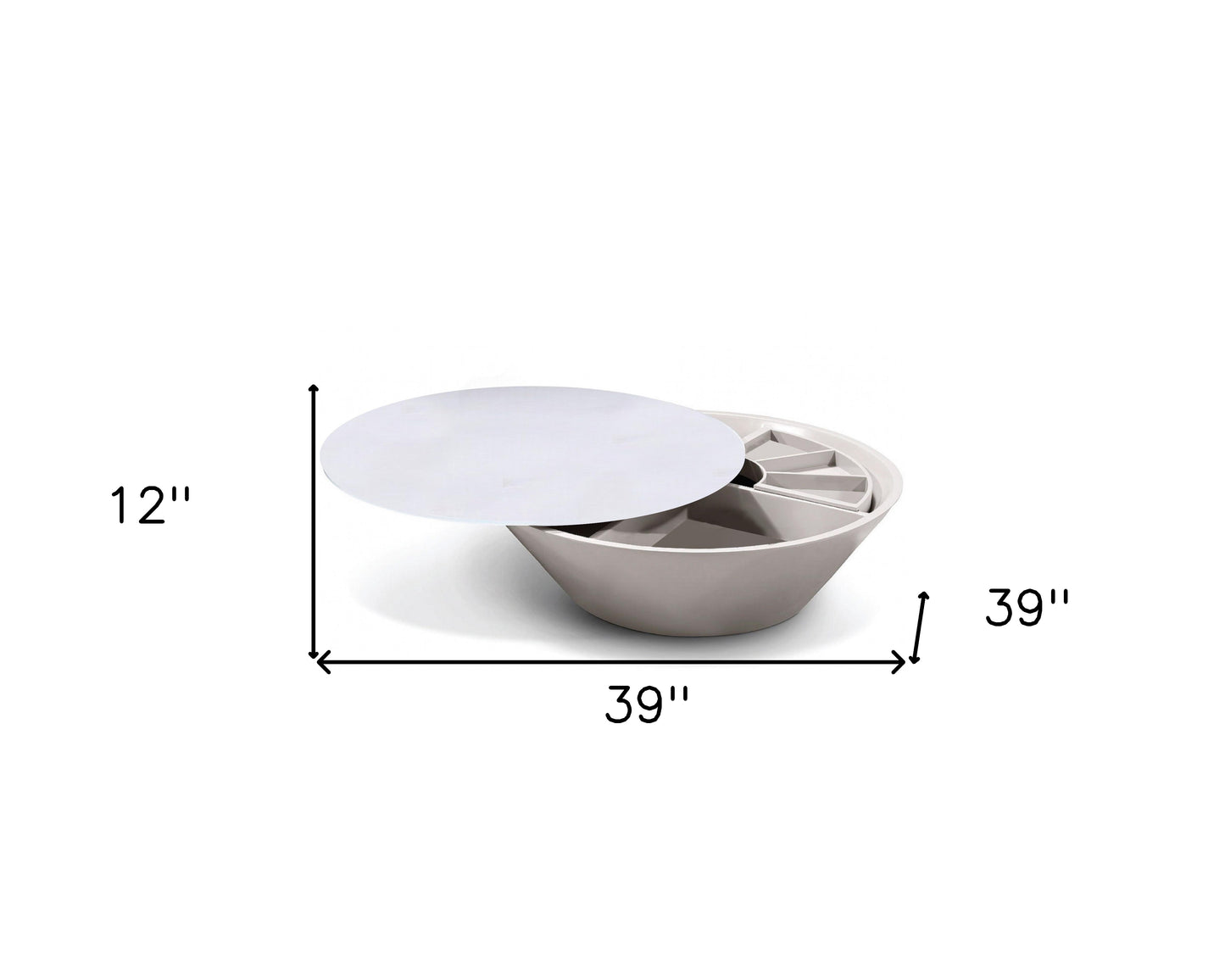 Grey Glass Coffee Table w/ A Swivel Compartment