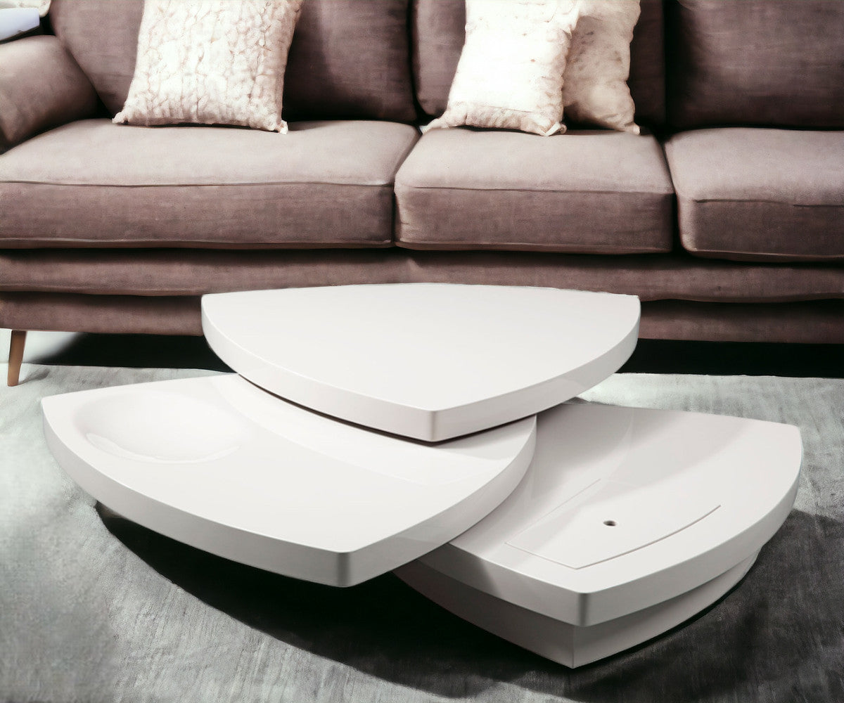 White Fiberglass Tiered Coffee Table
