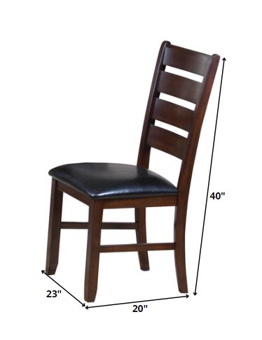 Black & Dark Brown Faux Leather Dining Chair - Set of 2