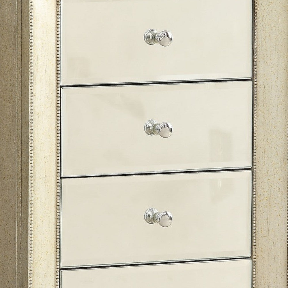 Antiqued Gold Six Drawer Jewelry Armoire