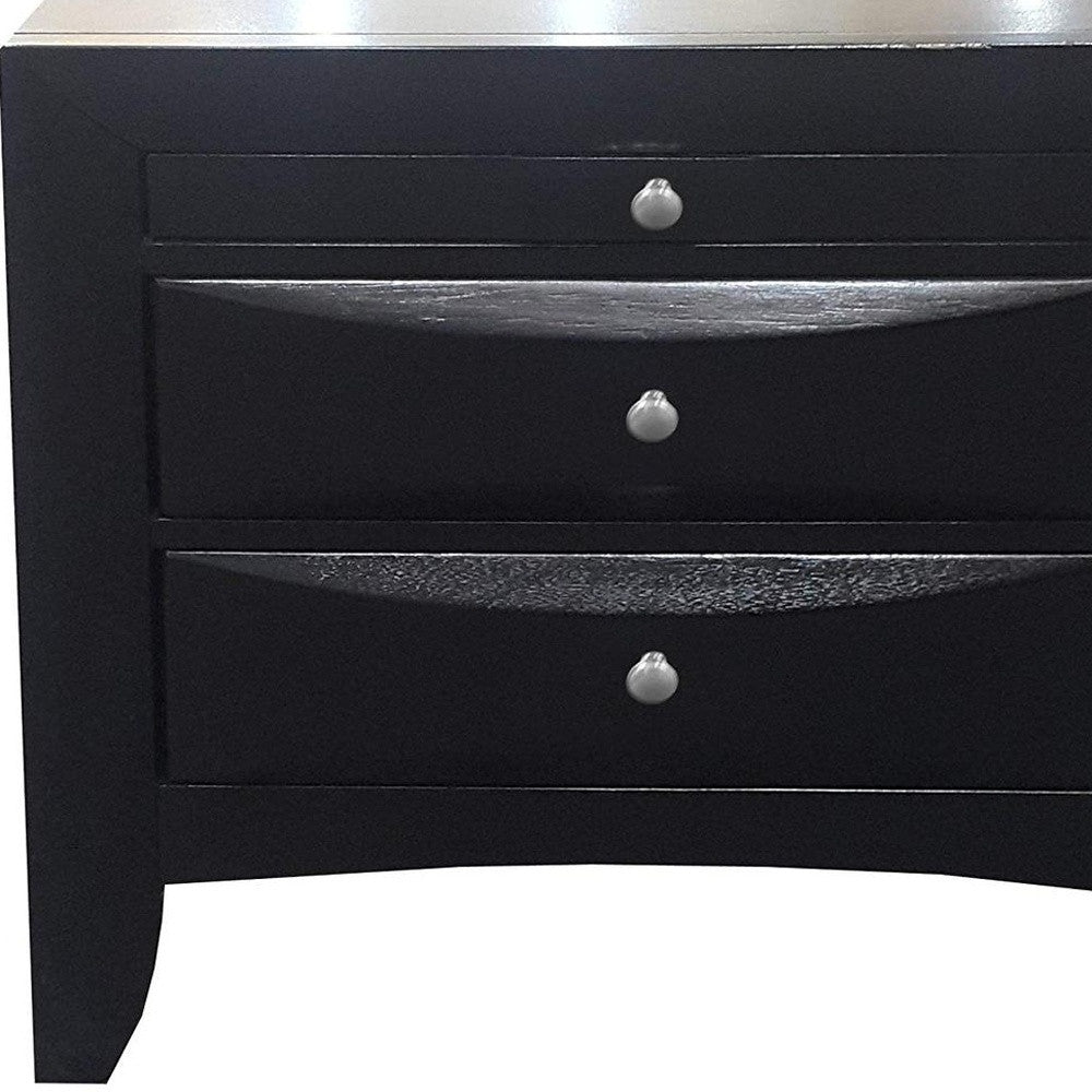 Black Three Drawer Nightstand