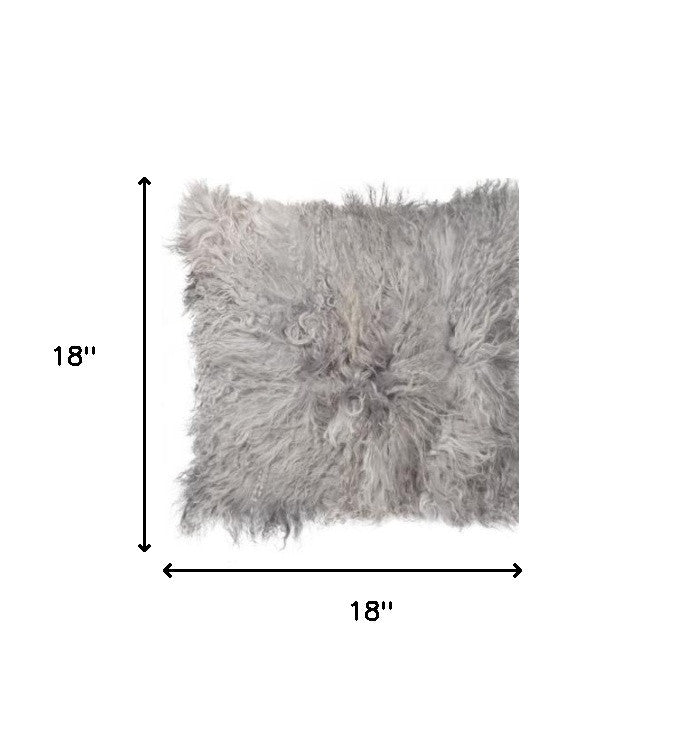 Gray Sheepskin Pillow