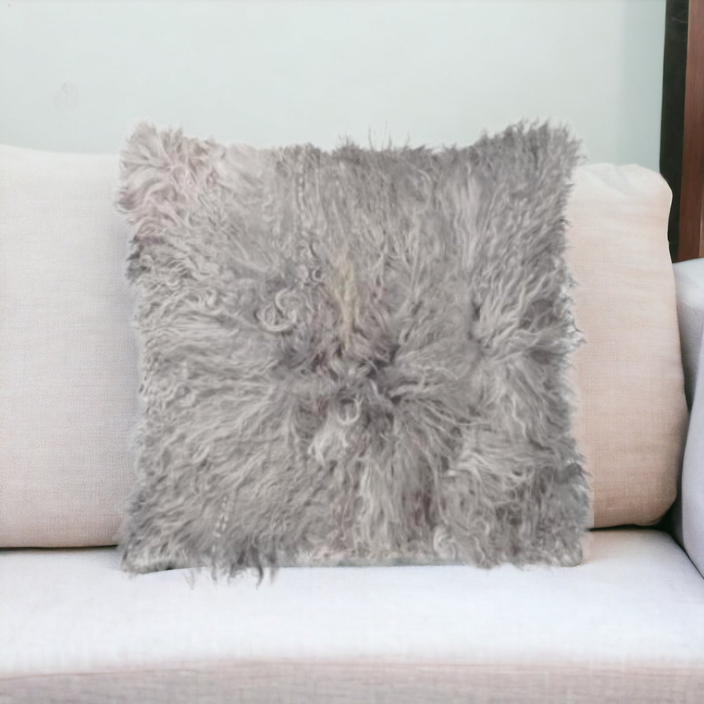 Gray Sheepskin Pillow