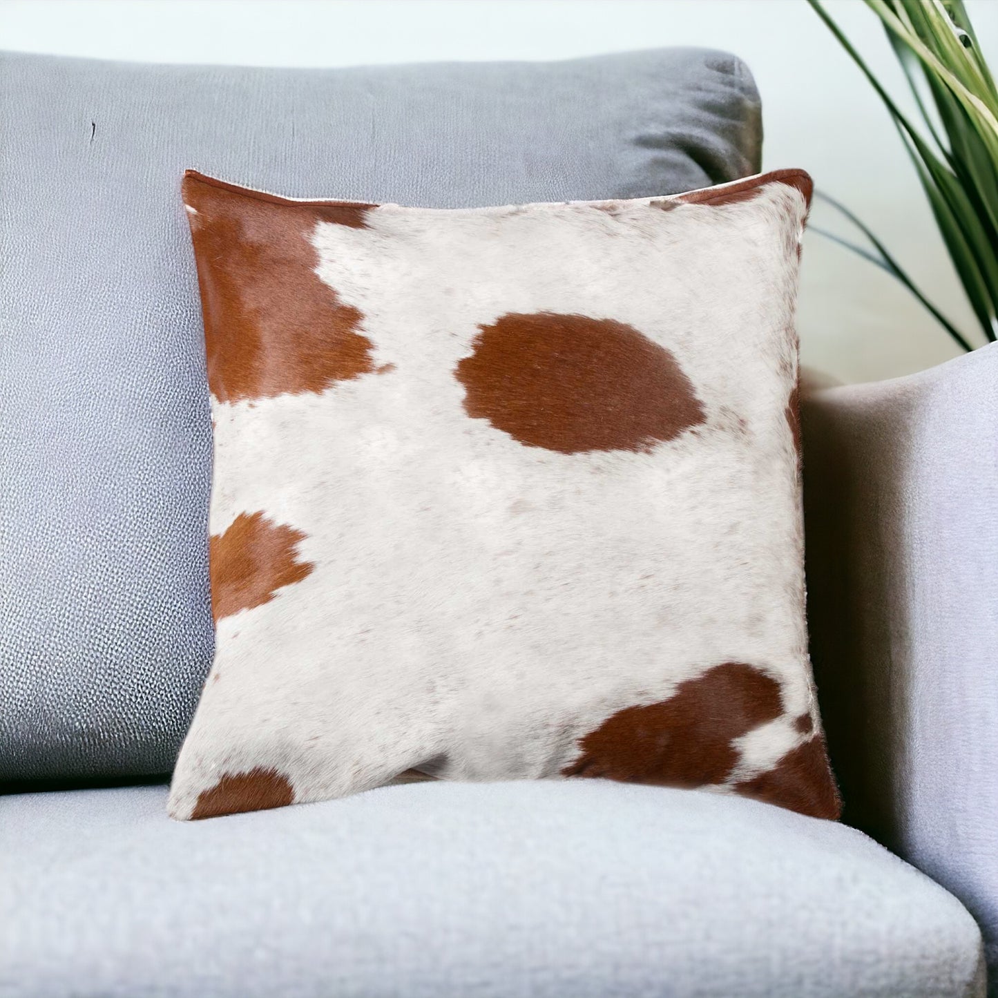 Brown & White Cowhide Pillow