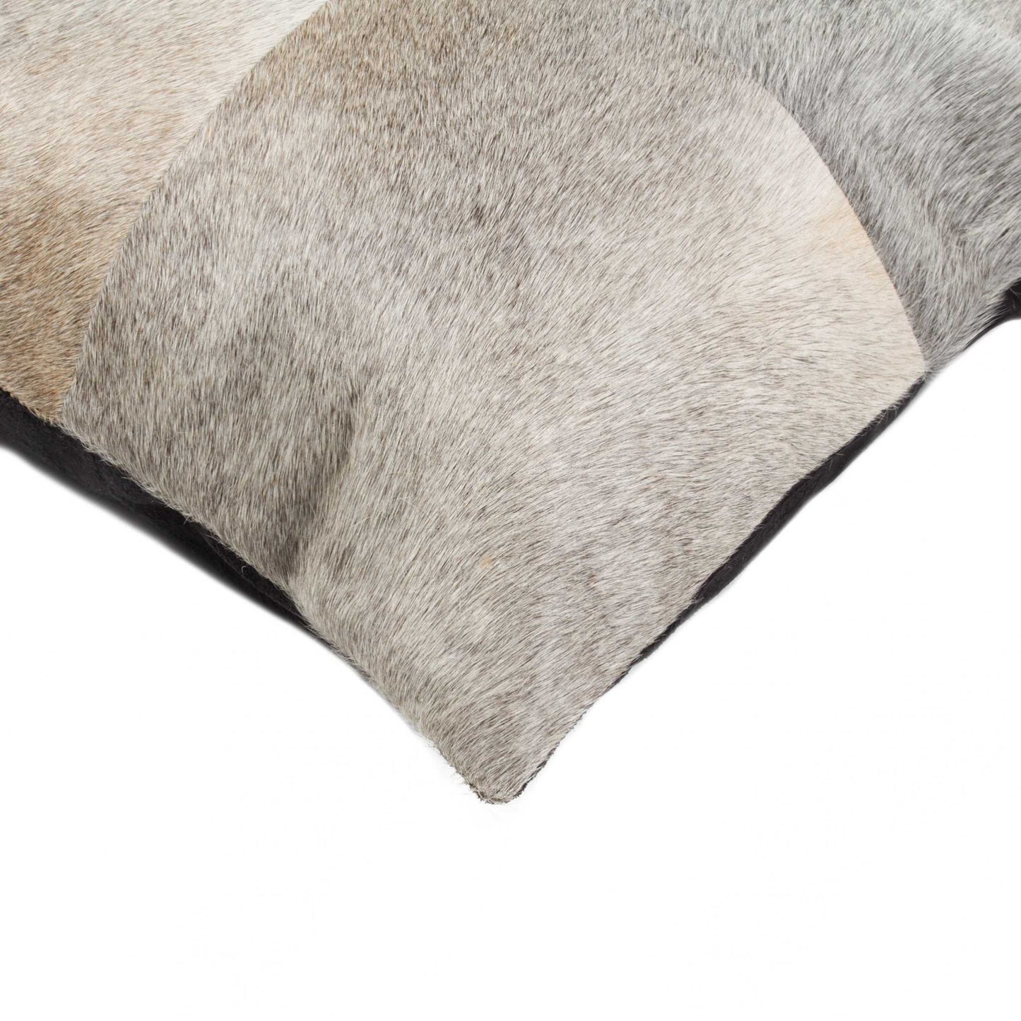 Gray Geometric Color Block Cowhide Pillow