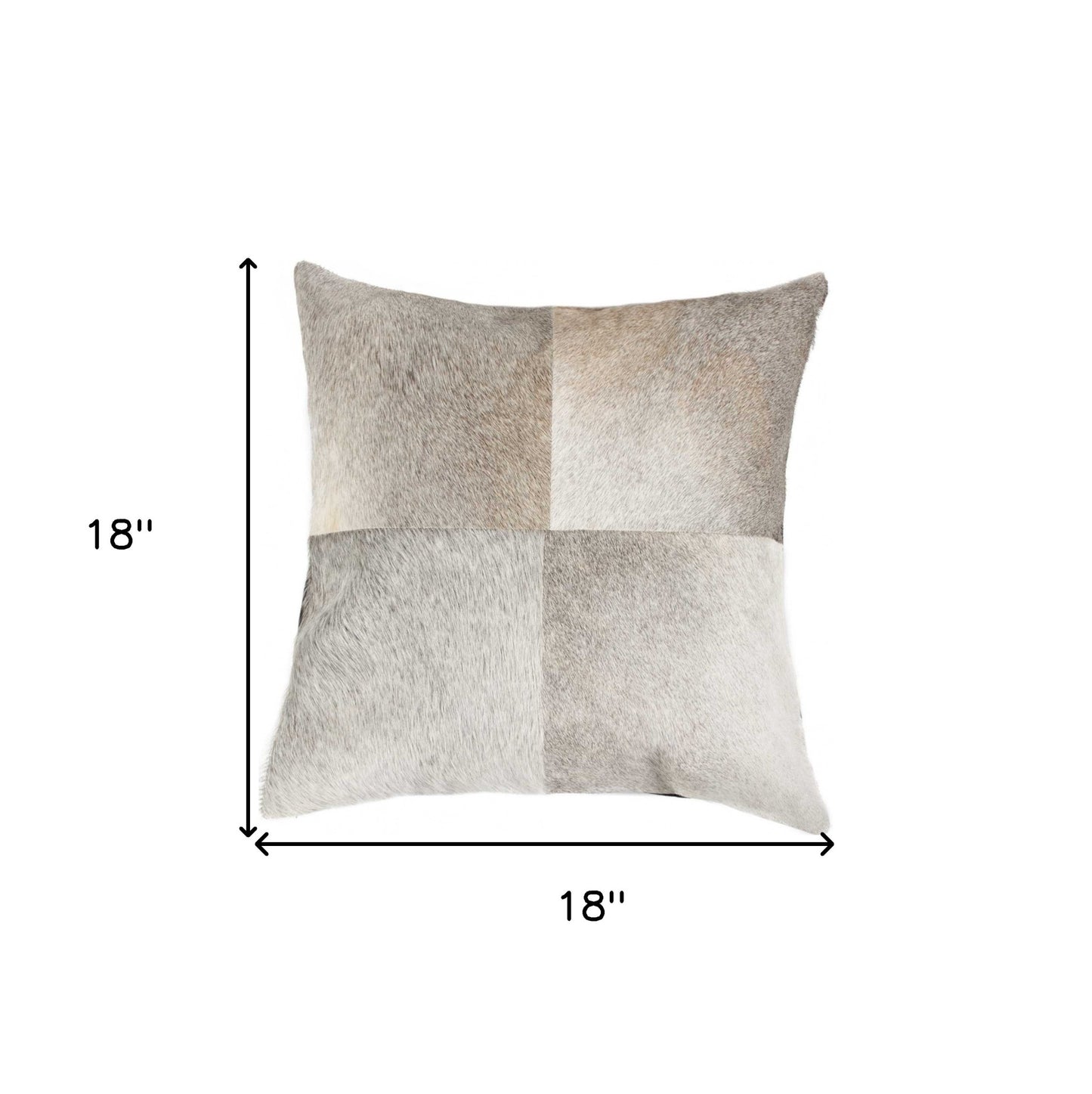 Gray Geometric Color Block Cowhide Pillow