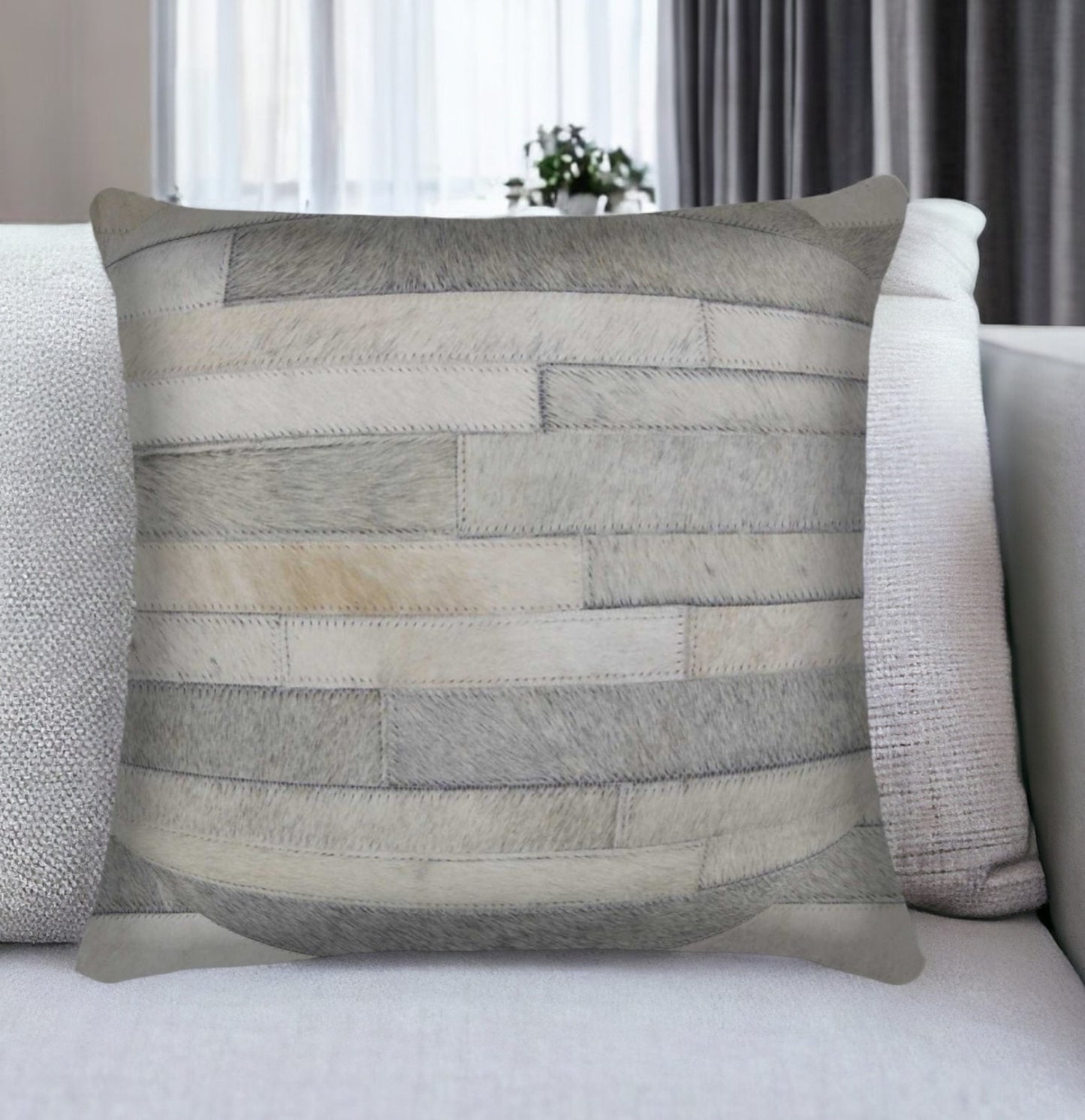 Gray Cowhide Pillow