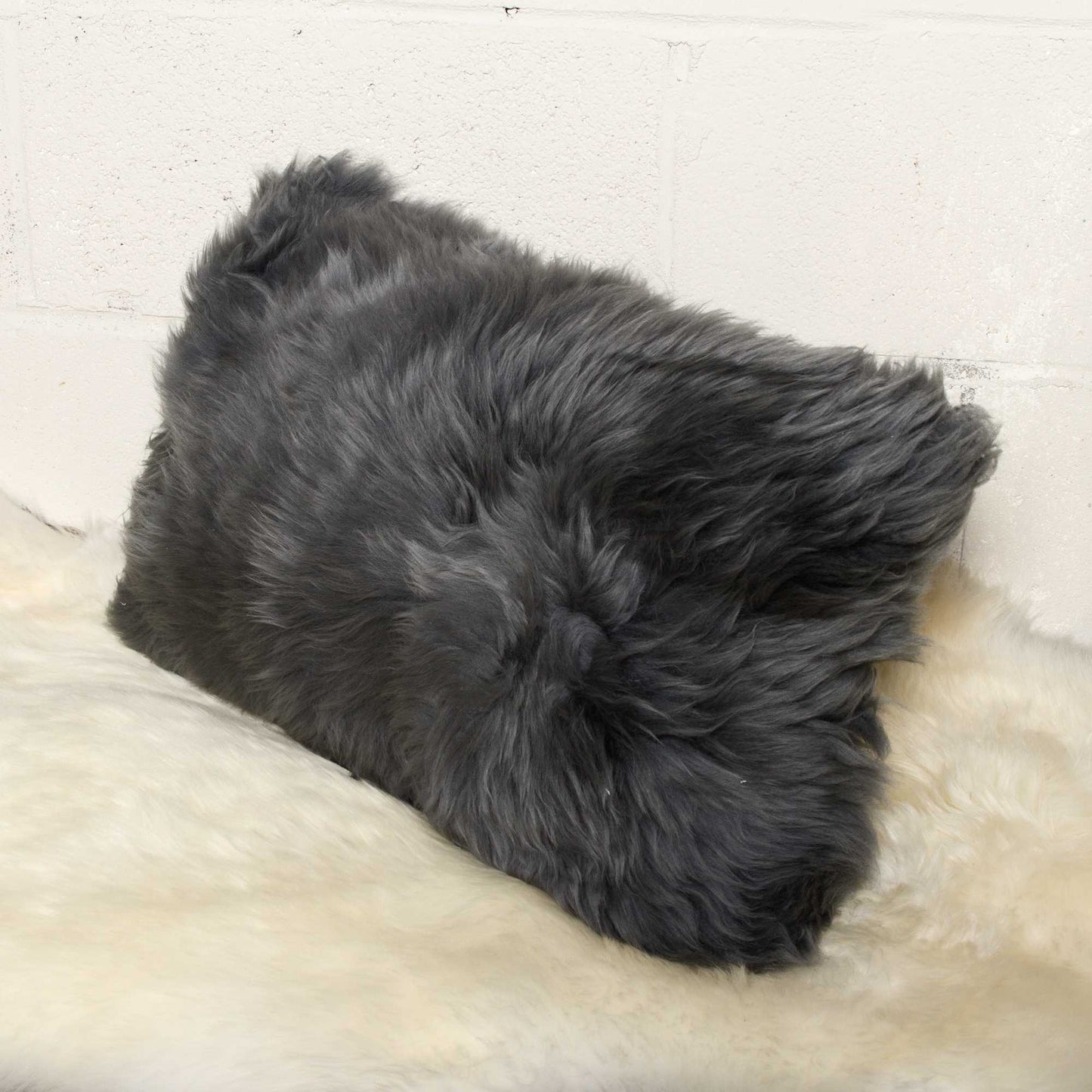 Gray Sheepskin Pillow