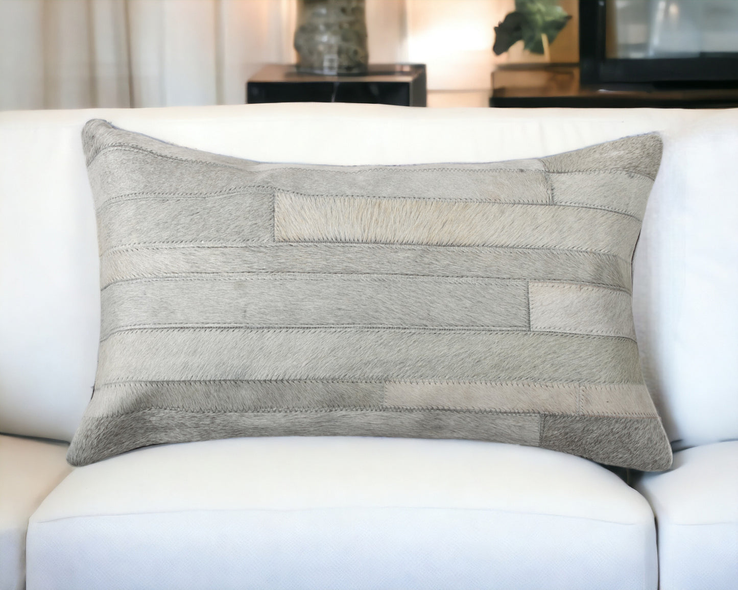 Gray Cowhide Pillow