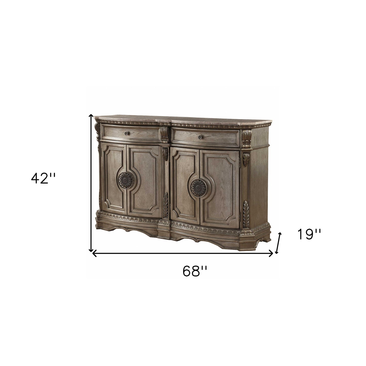 Champagne Solid Wood 2 Drawer Server